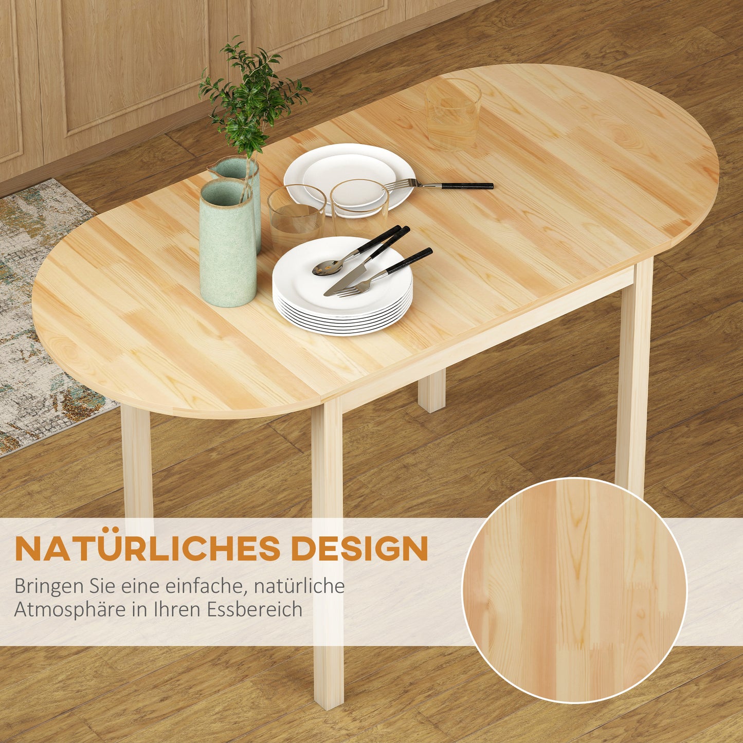Eettafel – Klaptafel – Uitklapbare Tafel – Keukentafel – Inklapbare Eettafel – Massief Dennenhout – Ruimtebesparend 140x70x75 cm