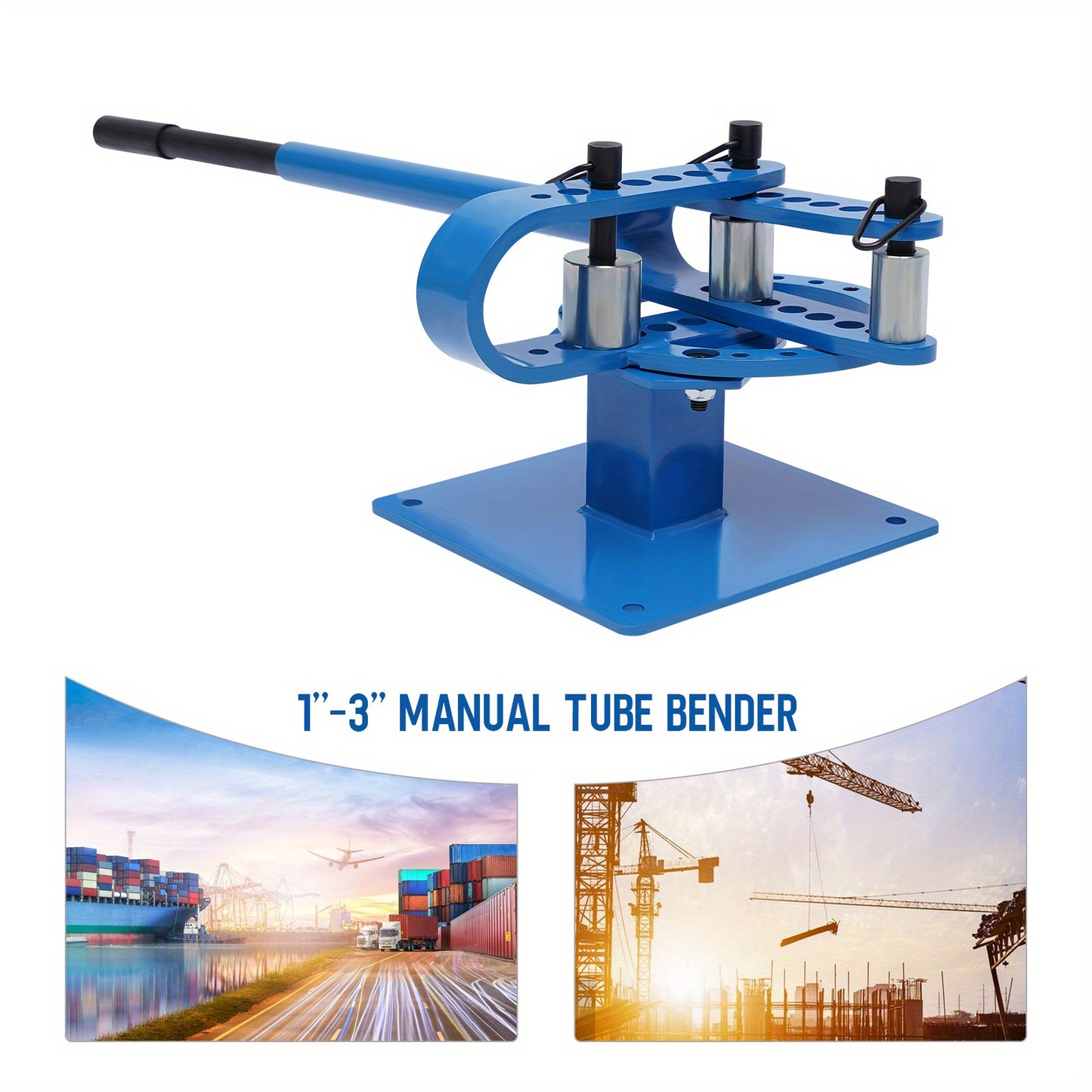 Manuele Buizenbuiger – Buizenbuiger – Pijpenbuiger – Buigtool – Buisvormer – Robuust Metalen Ontwerp – 7 Buigschijven 25-75 mm – Compact Blauw