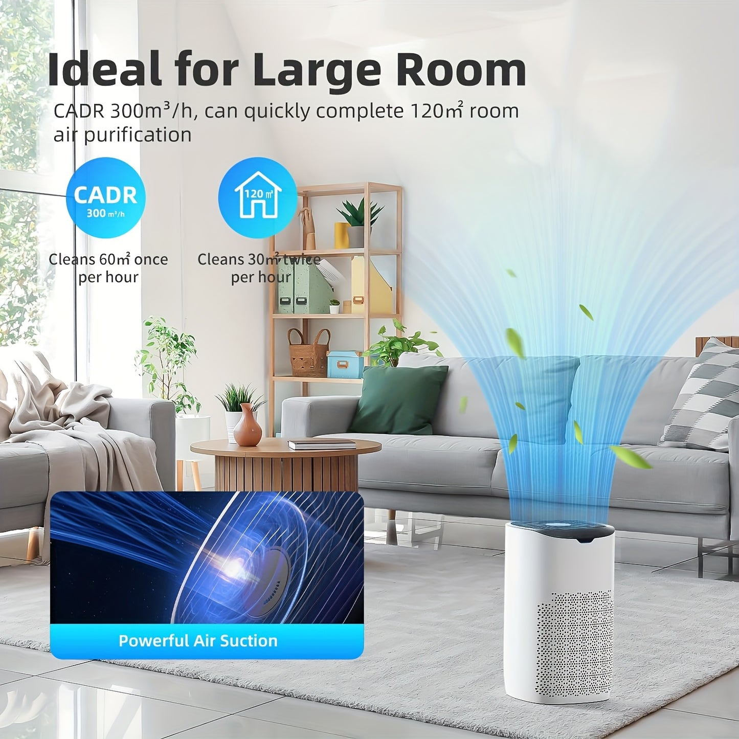 Luchtreiniger – Luchtzuiveraar – Air Purifier – Luchtfilter – Luchtverfrisser – HEPA H13 Filter – Aromatherapie – Ultrastil 28 dB – Voor 60-120 m² – 300 m³/h – Slimme App & Spraakbediening
