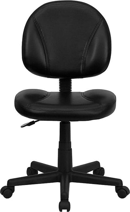 Flash Furniture Mid-Back lederen ergonomische draaibare taakstoel, metaal, zwart, 58,42 x 55,88 x 22,86 cm