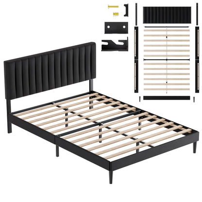 Gestoffeerd Bed – Bedframe – Slaapbed – Eenpersoonsbed – Tweepersoonsbed – 90x200 cm – Verstelbaar Hoofdbord – Draagkracht 480 kg