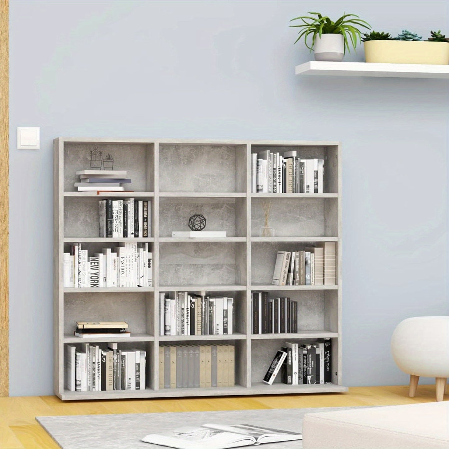cd kast – cd meubel – cd opbergkast – cd rek – media kast – betonlook afwerking – 102x23x89,5 cm – duurzaam plaatmateriaal