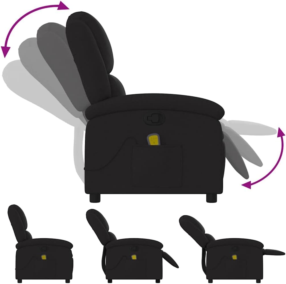 Massagestoel – Relaxstoel – Stoel Met Massage – Verstelbare Fauteuil – Zwarte Stoel – Met 6 Massagepunten – Verstelbaar Tot 135 Graden