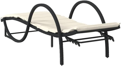 Ligbedden – Ligstoelen – Zonnebedden – Tuinstoelen – Loungebedden – Set van 2 – Zwart poly rattan – Inclusief dikke kussens