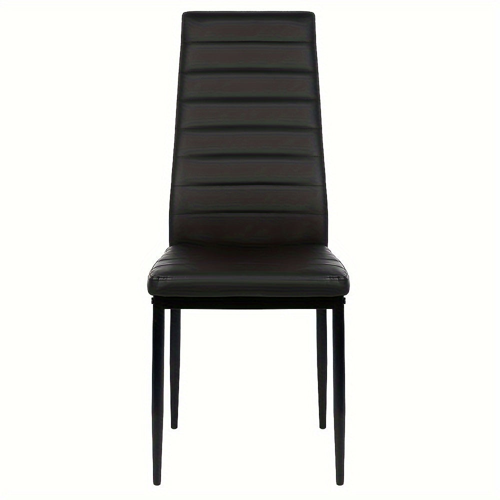 6pcs Dining Chair Set - High Back Faux Leather Kitchen Chair, 45cm Seat Height, Ergonomic Upholstered Seat For Kitchen, Dining Room, Restaurant - Armless Modern Comfortable Chairs (6pcss, Black)