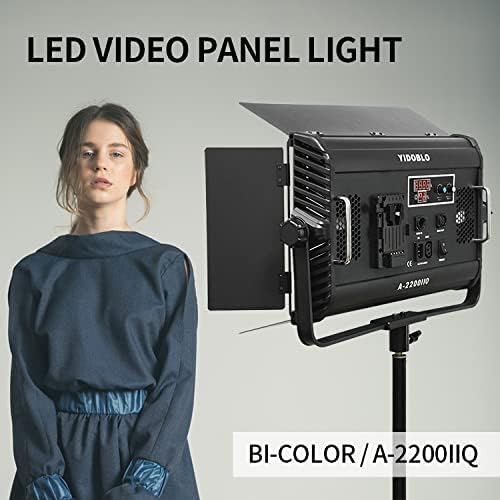 A-2200IIQ Dimmen 3200k-5500k LED 100w Bi-color Studio Video Panel Licht met Barndoor, Afstandsbediening & DMX voor conferentiefotografie Youtube Verlichting