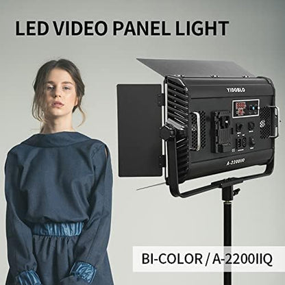 A-2200IIQ Dimmen 3200k-5500k LED 100w Bi-color Studio Video Panel Licht met Barndoor, Afstandsbediening & DMX voor conferentiefotografie Youtube Verlichting