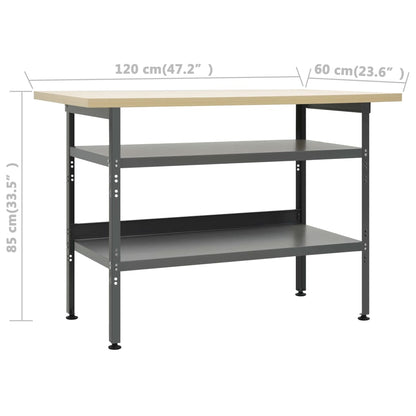 Werkbank – Werktafel – Klusbank – Werkbank Met Opbergruimte – Garage Werkbank Grijs – Drie Wandpanelen – Ruime Opbergkast