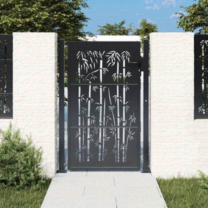Poort – Tuinafscheiding – Tuintuinpoort – Hek – Bamboe Poort – Antraciet Kleur – Duurzaam Staal – Afmetingen 105x155 cm