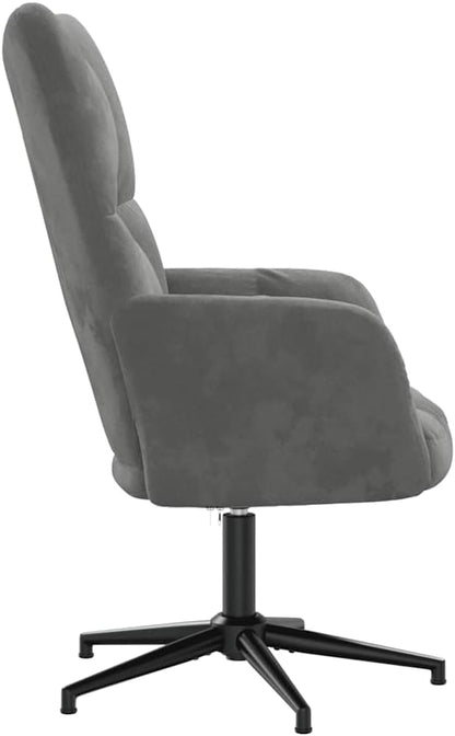 Relaxstoel – Fauteuil – Lounge Chair – Draaifauteuil – Zithoekstoel – Donkergrijs Fluweel – 360 Graden Draaibaar – Stalen Frame Met Kruisvoet