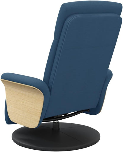Relaxstoel met voeteneinde, blauwe stof, tv-stoel met ligfunctie, enkele ligstoel, relaxstoel voor woonkamer, slaapkamer, A1 - QUORE