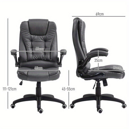 Ergonomische Bureaustoel – Bureaustoel Met Hoge Rugleuning – Kantoorstoel – Werkstoel – Deskchair – Verstelbare Armleuningen – Stevig PVC Frame – Comfortabele Zithouding