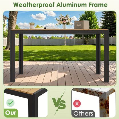 Tuintafel – Buiten Tafel – Terrastafel – Patio Tafel – Grote Eettafel – Weerbestendig WPC Blad – Aluminium Frame – 140x90 cm – Geschikt Voor 6 Personen