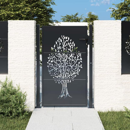Metalen Tuinpoort – Tuinhek – Tuinpoortje – Tuindeur – Hekwerk – Antraciet – 105x155 cm – Duurzaam Staal – Boompatroon Design