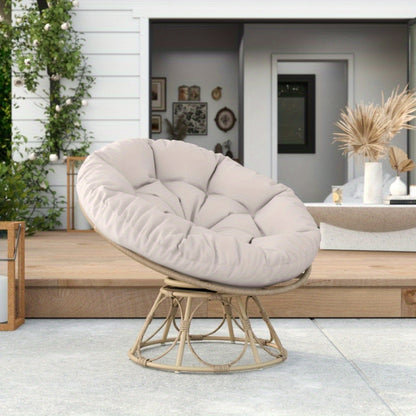 Rotan Loungestoel – Tuinstoel – Fauteuil – Balkonstoel – Draaistoel – 360° Draaibaar – Diameter 120 cm – Weerbestendig – Handgevlochten