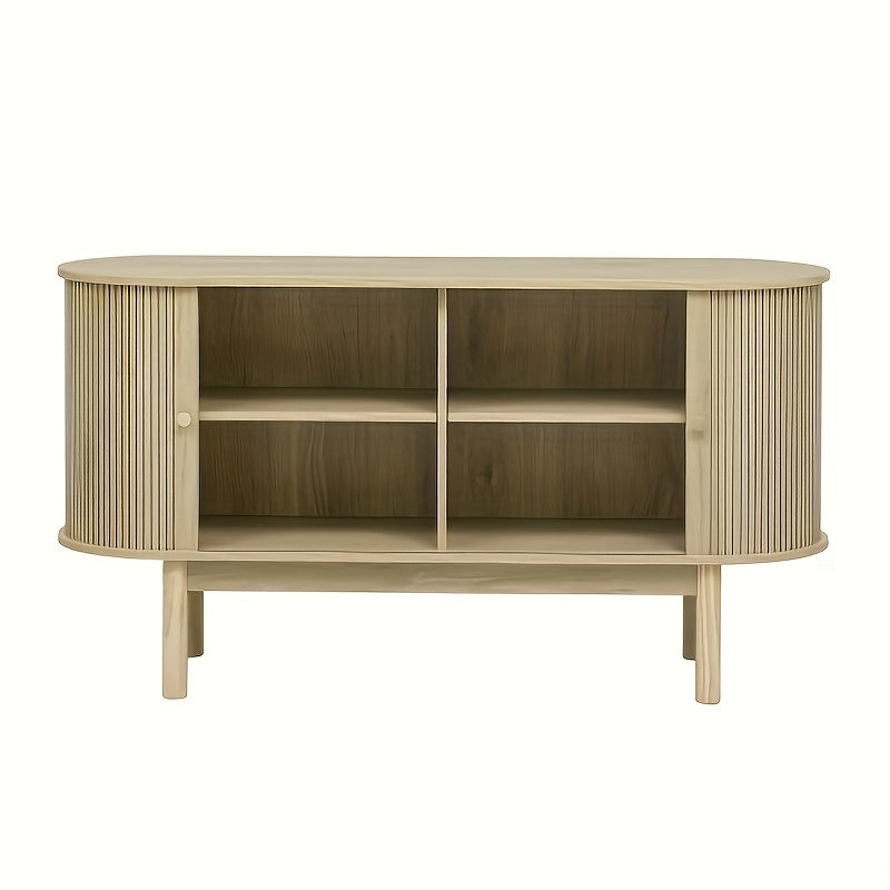 Dressoir – Buffetkast – Sideboard – Opbergkast – Tv-meubel – Modern Minimalistisch – Schuifdeuren – Ruimtebesparend – Vrijstaand – Beige Houtkleur