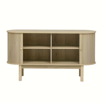 Dressoir – Buffetkast – Sideboard – Opbergkast – Tv-meubel – Modern Minimalistisch – Schuifdeuren – Ruimtebesparend – Vrijstaand – Beige Houtkleur