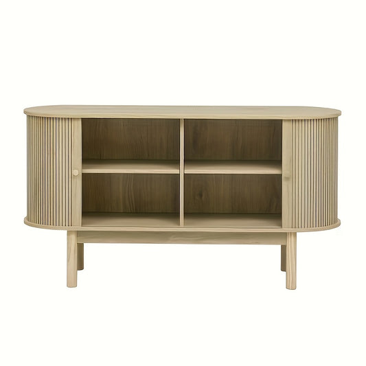 Dressoir – Buffetkast – Sideboard – Opbergkast – Tv-meubel – Modern Minimalistisch – Schuifdeuren – Ruimtebesparend – Vrijstaand – Beige Houtkleur