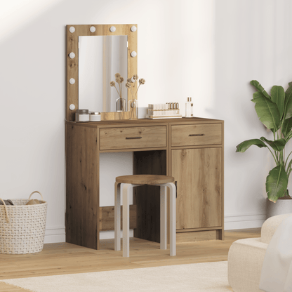 Opbergkast – Opbergmeubel – Ladekast – Badkamerkast – Kaptafel – Bruin Eikenfineer – Compact 50x41x135 cm – Duurzaam Plaatmateriaal