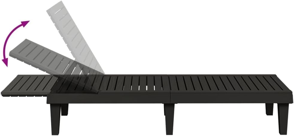 vidaXL Lounger 155x58x83 cm polypropylene black - QUORE