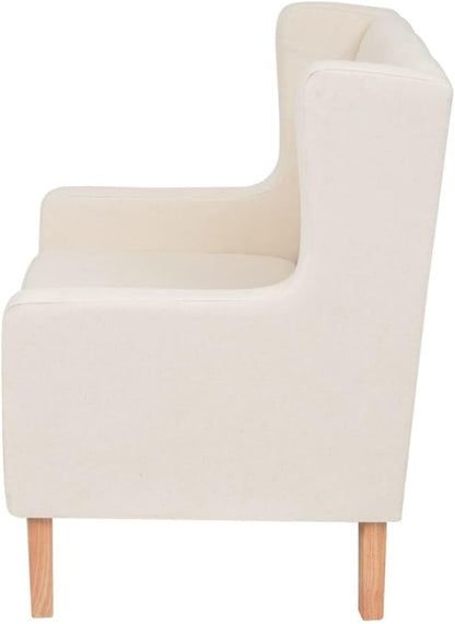 Fauteuil crèmewit stof fauteuil met kruk lounge stoel voor binnen kantoor