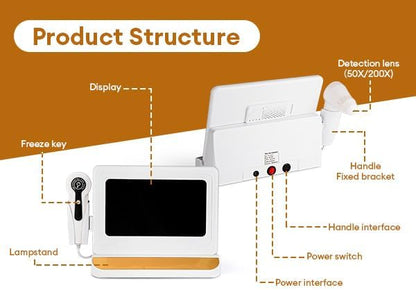 Skin Diagnosis Hair Analyzer, 11 inch HD Screen Scalp Analyse Machine, digitale haarfollikeldetector met 50x/200x Dual Heads voor thuis, schoonheidssalon spa