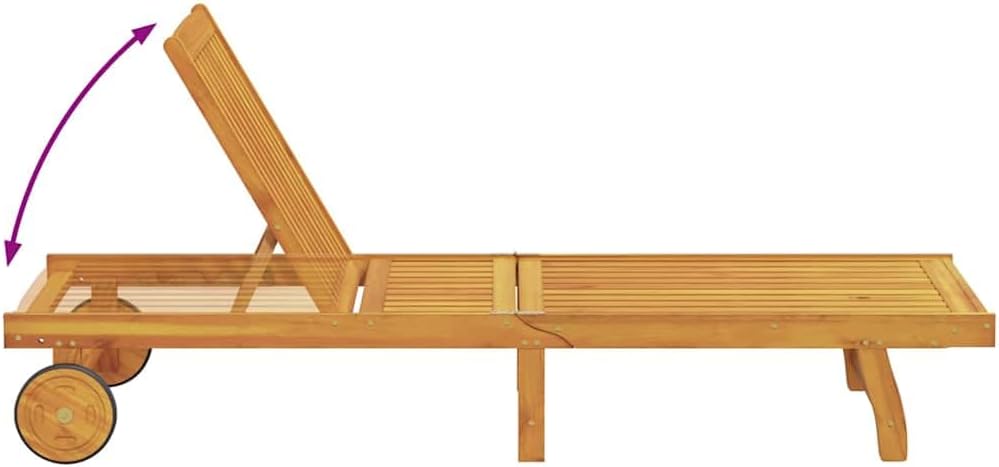 vidaXL Sun lounger with table solid acacia wood, outdoor bed, sun bed, garden lounger, sun lounger, outdoor lounger, sun lounger, wooden lounger - QUORE