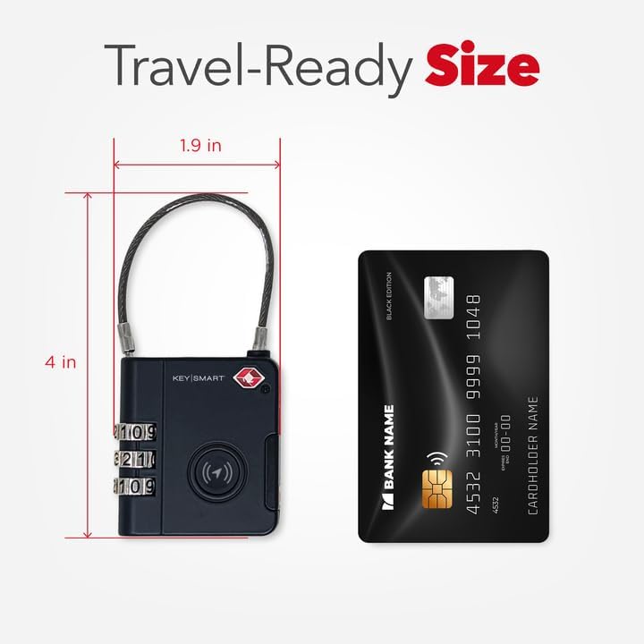 KeySmart SmartLock Tracking Bagagesloten TSA Goedgekeurd - Compatibel met Apple Find My App, Bluetooth GPS-tracker, waterbestendig, vergrendel uw koffers en houd het bij (5 stuks)