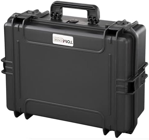TOMcase waterdichte Buitenkoffer 56x43x22 cm met Rasterschuim/Kubusschuim; IP67 Transportkoffer (Zwart)