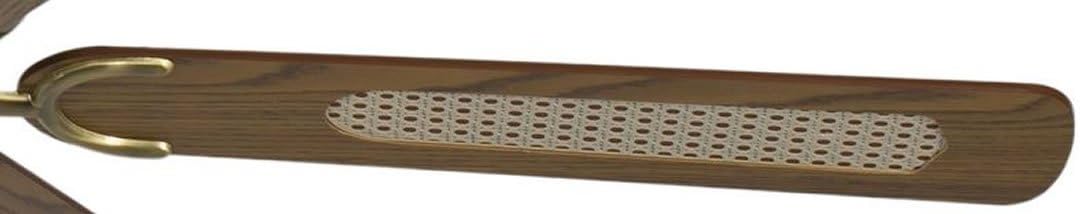 Potkuri Plafondventilator zonder verlichting, behuizing messing antiek, omkeerbare vleugels eiken of eiken met rotaninzet, 132 cm, voor ruimtes tot 25 m²