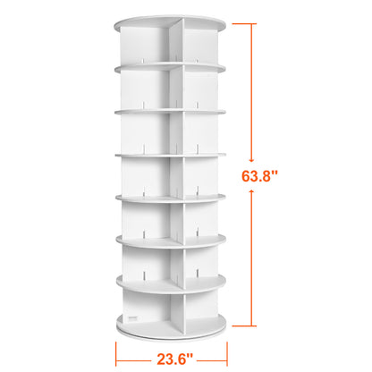 VEVOR 7-Tier Rotating Shoe Rack Tower 360° Spinning Shoe Display Carousel White