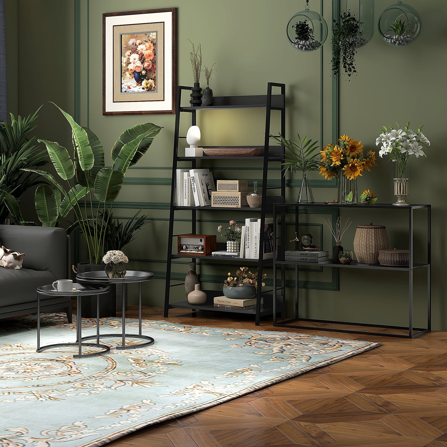 Sidetable – Wandtafel – Haltafel – Bijzettafel – Opbergrek – Met Stalen Frame – Anti-Kantel Bescherming – 90x30x75 cm