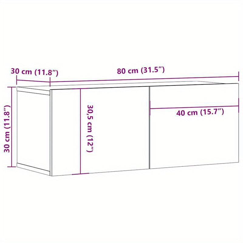 tv meubel – tv kast – tv meubelen – tv dressoir – tv wandmeubel – ruimtebesparend design – Sonoma eiken MDF hout 80x30x30 cm