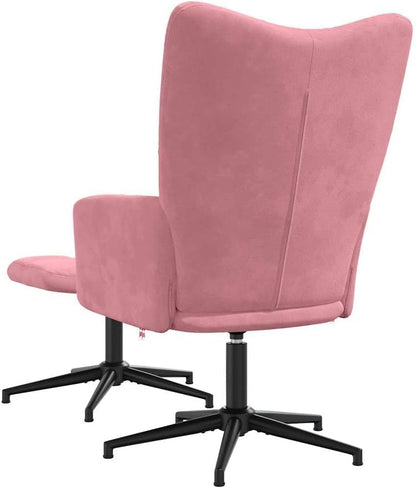 Relaxstoel Met Poef – Tv-Stoel – Ligstoel – Fauteuil – Slaapkamerstoel – Roze Fluweel – 360 Graden Draaibaar – Comfortabel Schuimrubber