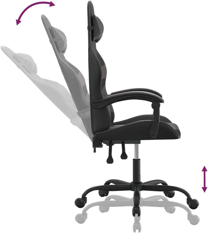 vidaXL Gaming chair swivel leatherette black and grey