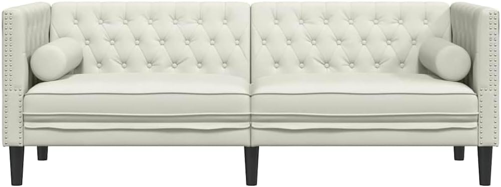 vidaXL Chesterfield Style 3 Seater Sofa with Bolsters Velvet Cream Color 3 Seater Sofa 3 Seater Sofa 3 Seater Sofa 3 Seater Sofa 3 Seater Sofa - QUORE