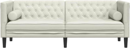 vidaXL Chesterfield Style 3 Seater Sofa with Bolsters Velvet Cream Color 3 Seater Sofa 3 Seater Sofa 3 Seater Sofa 3 Seater Sofa 3 Seater Sofa - QUORE