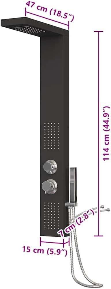 Douchepaneel – Douche Systeem – Regendouche – Douchekraan – Handdouche – Mat Zwart – Aluminium – 4 Functies Met Massagejets