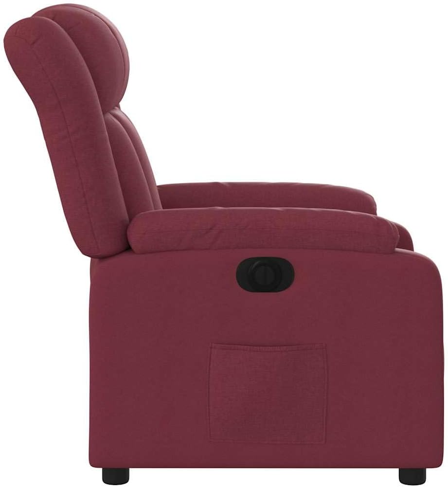 Elektrische Massagestoel, Fauteuil, Verstelbare Rugleuning, Voetsteun, Tv-Stoel, Relaxstoel met Ligfunctie, Ligstoel, Gestoffeerde Stoel, Fauteuil (lichtgrijs) (Wijn rood #26)