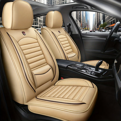 Full Set PU Leather Car Seat Covers Compatible for all - Adjustable Headrest & Backrest, Soft Cushioning Foam Padding, Easy Install, All-Season (Driver/Passenger/Rear/ Seats)