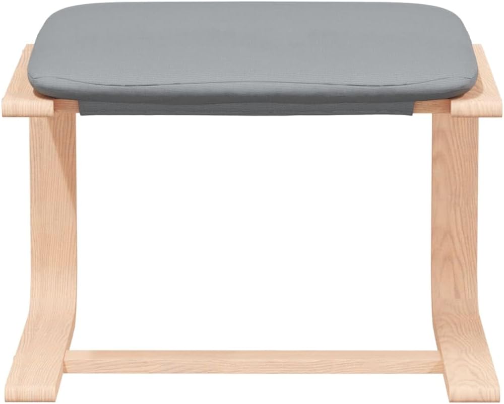 Relaxstoel – TV-Stoel – Ligstoel – Fauteuil – Lounge Chair – Lichtgrijs Stof – Massief Berkenhout Frame – Inclusief Voetenbank
