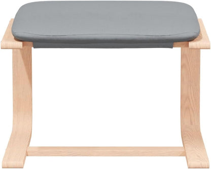 Relaxstoel – TV-Stoel – Ligstoel – Fauteuil – Lounge Chair – Lichtgrijs Stof – Massief Berkenhout Frame – Inclusief Voetenbank
