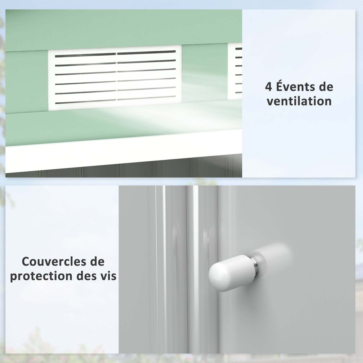 Tuinhuisje – Tuinschuur – Berging – Gereedschapsschuur – Lichtgroen – 2,5 m² Opbergruimte – Gegalvaniseerd Staal met Ventilatie en Dubbele Deuren met Sluitmogelijkheid