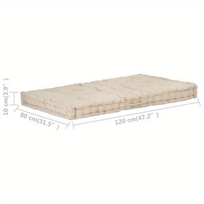 Palletkussen – Zitkussen – Tuinkussen – Loungekussen – Palletbankkussen – Beige – 120x80x10 cm – Comfortabele Dikke Zitlaag – Onderhoudsvriendelijk & Machinewasbaar