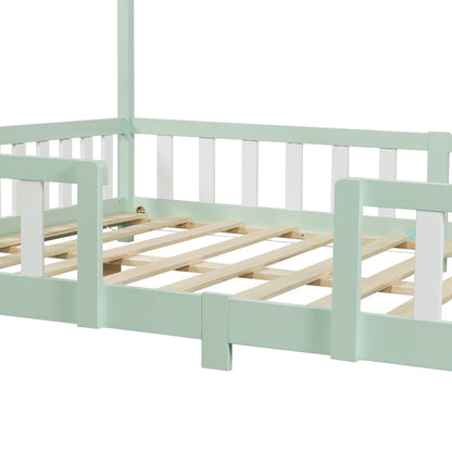 Kinderbed – Kinderbedden – Eenpersoonsbed – Hoogslaper – Stapelbed – Huisvormig Design – Valbeveiliging – Grenenhout – 140x200 cm