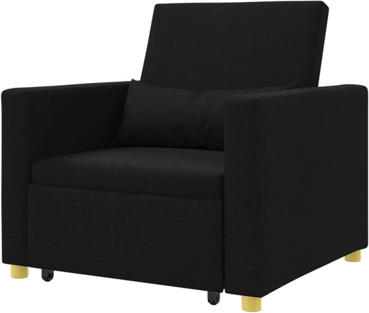 vidaXL 3-in-1 Single Sofa Bed Convertible Black Fabric - QUORE