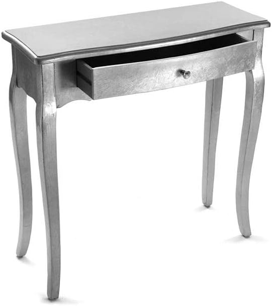 Versa Cagliari Smalle hal of vestibule Entree hal meubilair, Console Tafel, met 1 lade, Afmetingen (H x B x H) 80 x 30 x 80 cm, Hout, Kleur Zilver