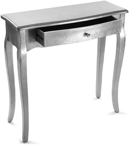 Versa Cagliari Smalle hal of vestibule Entree hal meubilair, Console Tafel, met 1 lade, Afmetingen (H x B x H) 80 x 30 x 80 cm, Hout, Kleur Zilver