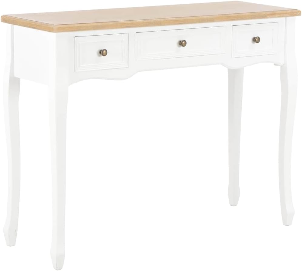 vidaXL Side Table with 3 Drawers White Dressing Table Makeup Table Bedroom Table