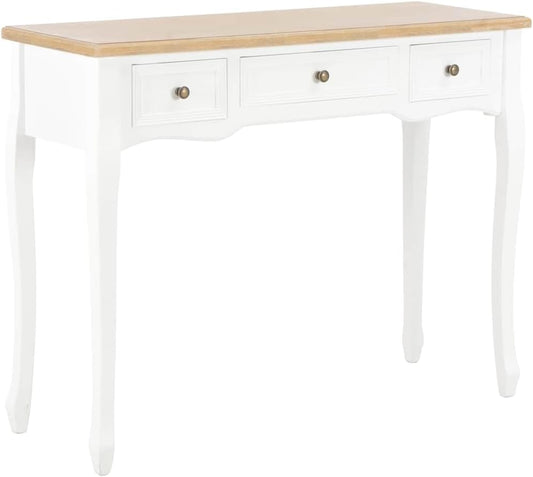 vidaXL Side Table with 3 Drawers White Dressing Table Makeup Table Bedroom Table